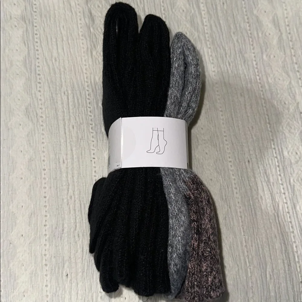TAHARI Ladies Black Gray Multi Knit Stretch Super Soft Boot Socks 3 pack